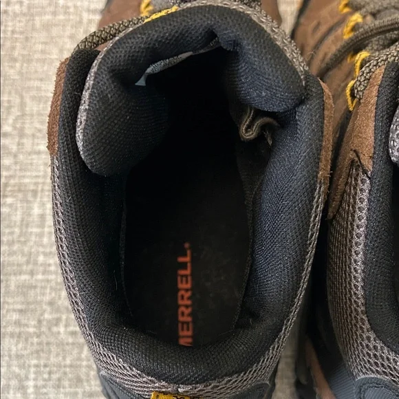 Merrell Men's Brown Hiking Boots with Yellow Accents - Picture 10 of 16